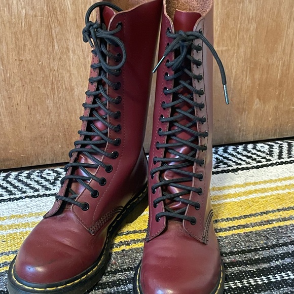 Dr. Martens Burgundy Lace Up Boots - Picture 7 of 14